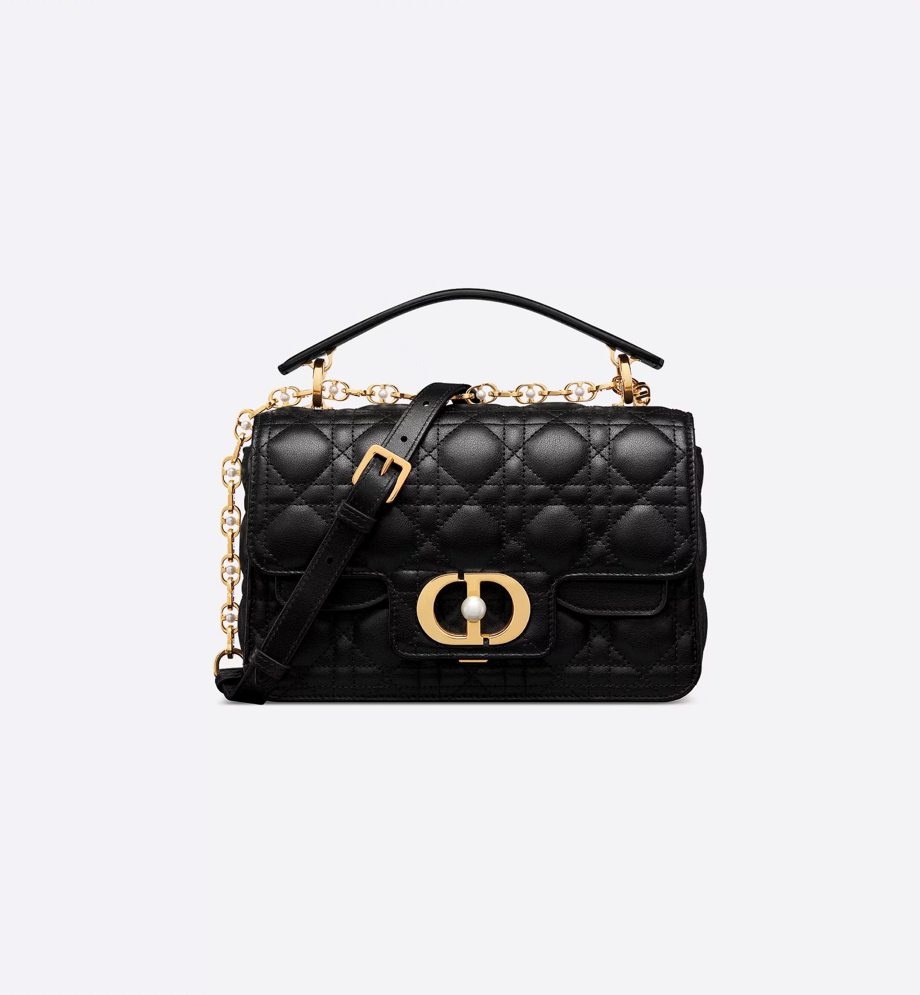 Small Dior Jolie Top Handle Bag in Black Cannage Calfskin, P325,000, DIOR, dior.com